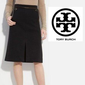 Tory Burch Joan Wool Black Knee Length Skirt Size XS